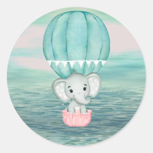 Green Elephant Hot Air Balloon Sticker