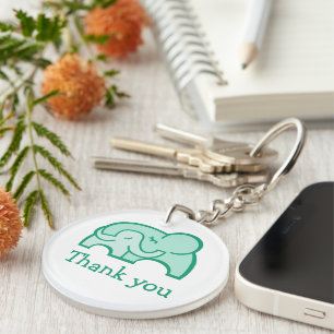Green elephant hug teacher thank you keychain