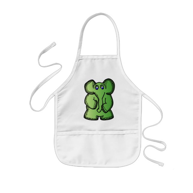 Green Elephant Kids' Apron (Front)