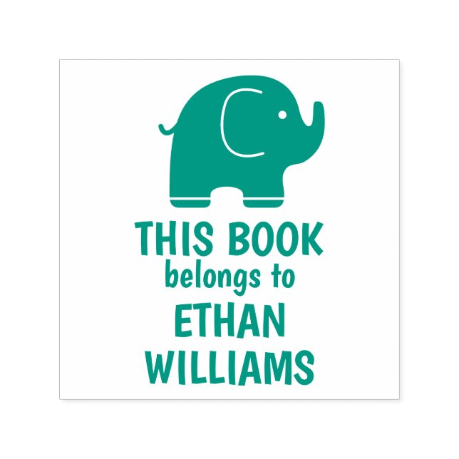 Green Elephant Stamp This Book Belongs To (Design)