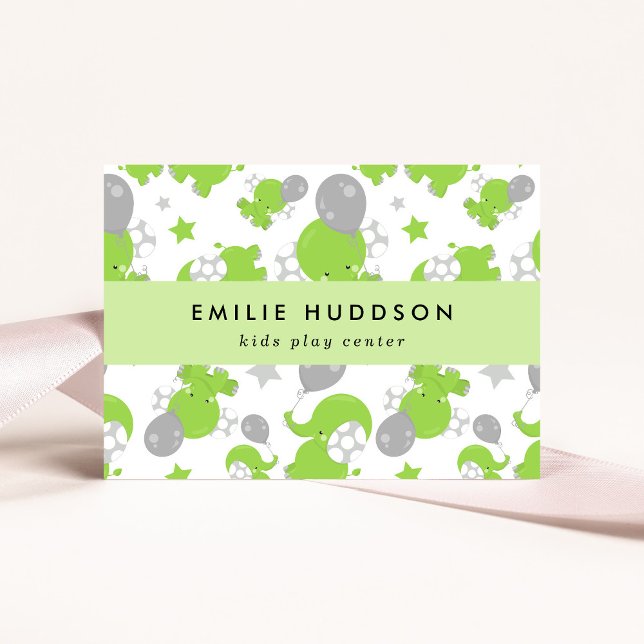 Green Elephants, Kids Play Center, Activity Center Business Card (Creator Uploaded)
