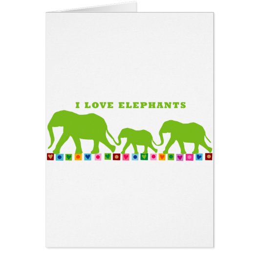 Green Elephants Walking Cards (Front)