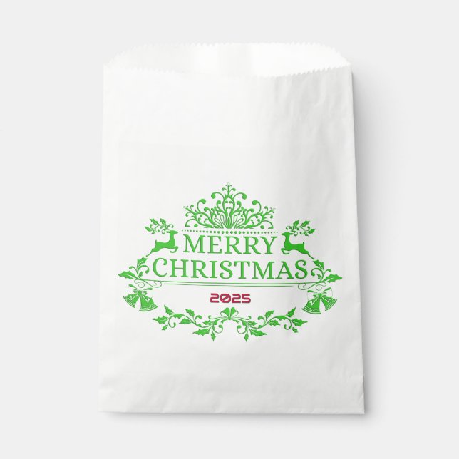 Green Emblem Christmas Favor Bag (Front)