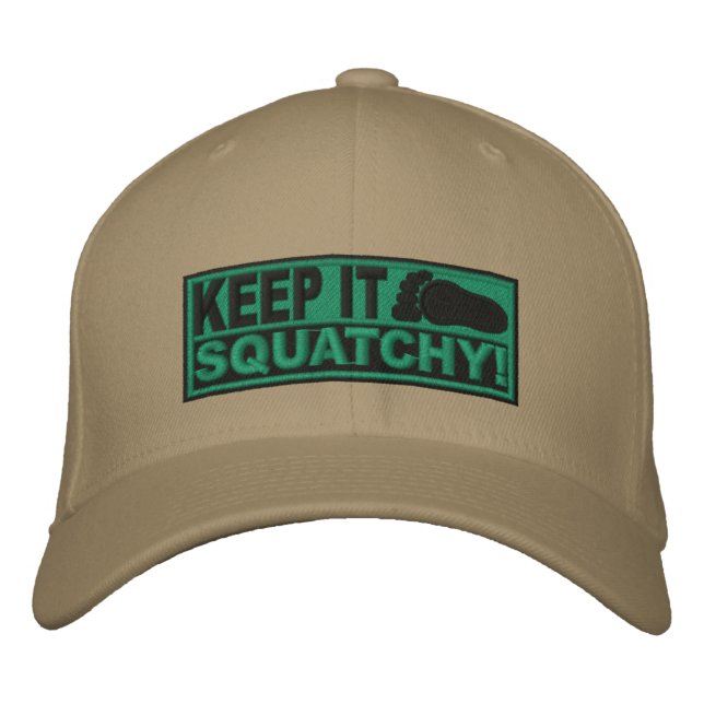 Green *EMBROIDERED* Keep It Squatchy! - Bobo's Embroidered Baseball Cap (Front)