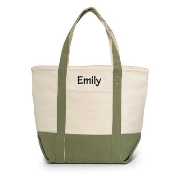 Green Embroidered Seaside Zipper Tote Bag by jdsmarketing at Zazzle