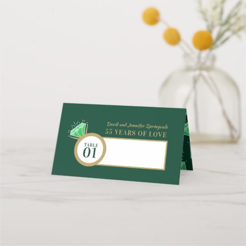 Green emerald 55th wedding anniversary table place card