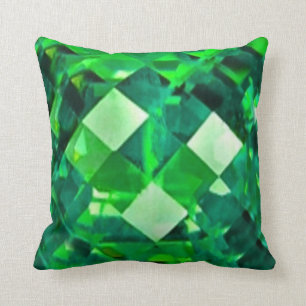 Green Emerald Birthstone Gem Throw Pillow