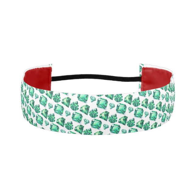 Green Emerald Crystal Gemstone Diamond Gem scarf Athletic Headband (Front)