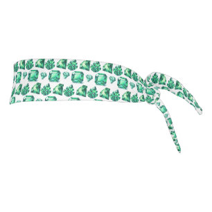 Green Emerald Crystal Gemstone Diamond Gem scarf Tie Headband