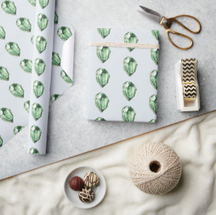 Green Emerald Crystals Birthday Wrapping Paper