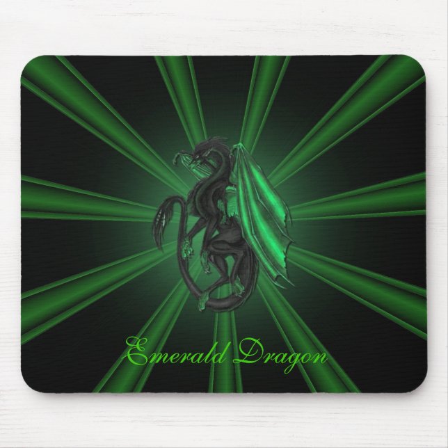 Green Emerald Dragon Mouse Pad (Front)