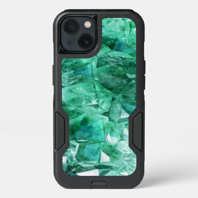 Green emerald gem stone mineral otterbox iPhone case (Back)