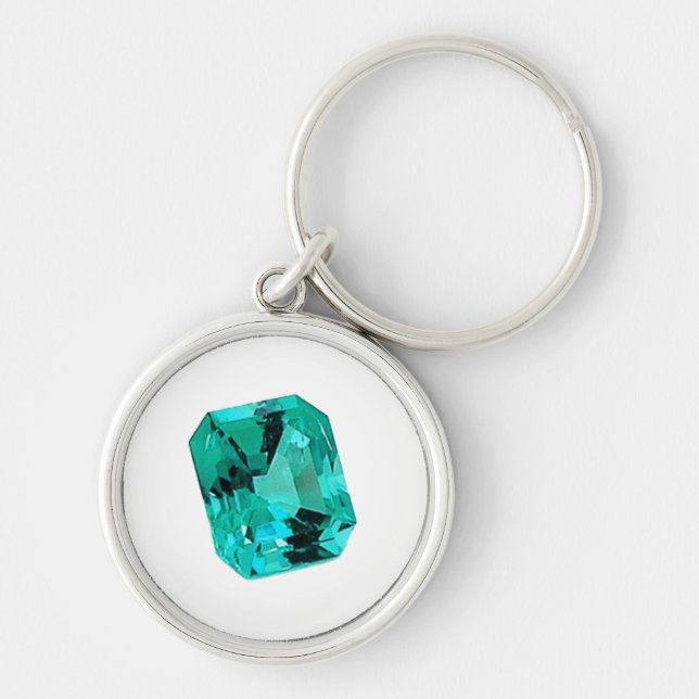 Green Emerald Gemstone Keychain (Front)