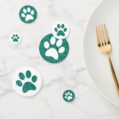 Green Emerald Glitter Animal Paw Print Table Confetti