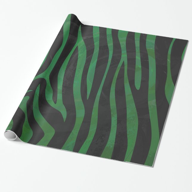 green, emerald+green, kelly+green, zebras,pattern, wrapping paper (Unrolled)