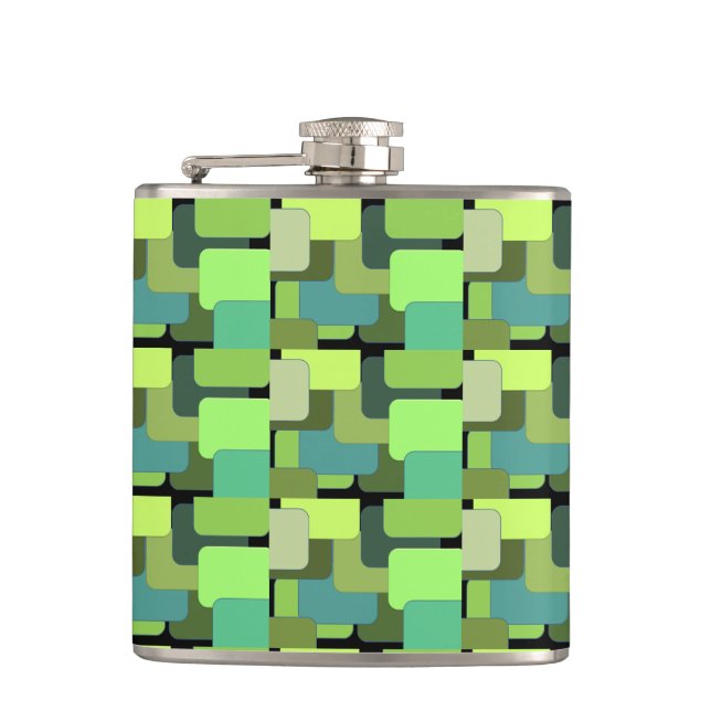 Green Emerald Lime Jade Modern Abstract Flask (Front)