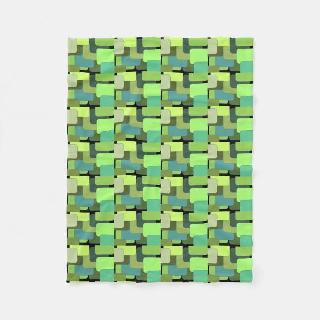 Green Emerald Lime Jade Modern Abstract Fleece Blanket (Front)