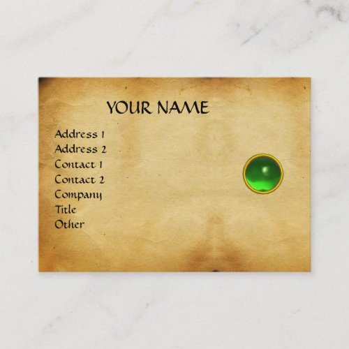 GREEN EMERALD MON GREY AGATA  parchment Business Card