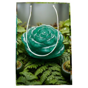 green emerald rose gift bag