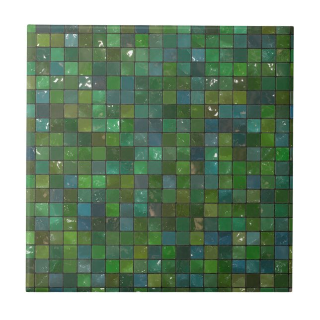 Green Emerald Shiny Glass Tiles Texture Background (Front)