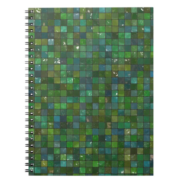 Green Emerald Shiny Glass Tiles Texture Background Notebook (Front)