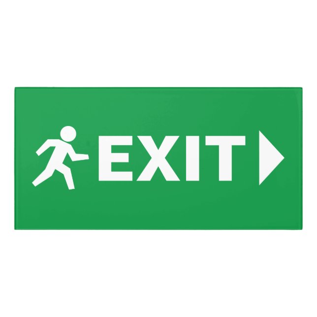Green emergency exit sign with arrow and symbol (Classic Front)