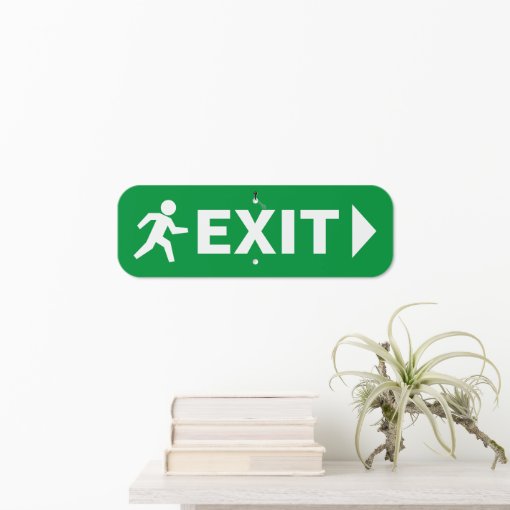 Green emergency exit sign with arrow and symbol | Zazzle