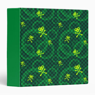 Green Emo Pattern With Circles 3 Ring Binder