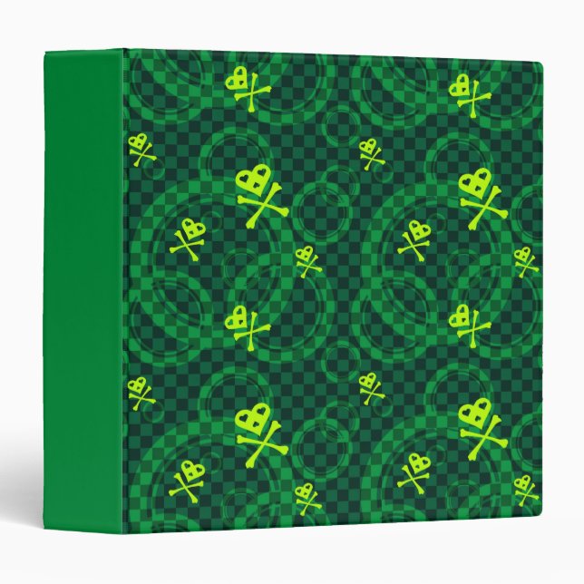 Green Emo Pattern With Circles 3 Ring Binder (Front/Spine)