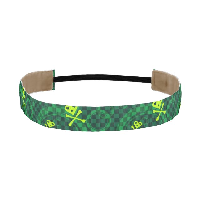 Green Emo Pattern With Circles Athletic Headband (Front)