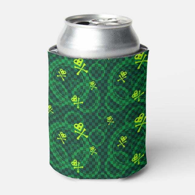 Green Emo Pattern With Circles Can Cooler (Can Front)