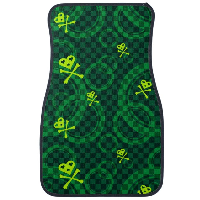 Green Emo Pattern With Circles Car Floor Mat (Front)