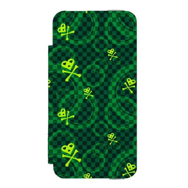 Green Emo Pattern With Circles Incipio iPhone Wallet Case (Folio Front)