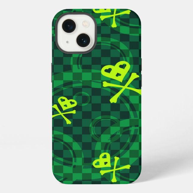 Green Emo Pattern With Circles Iphone Case (Back)