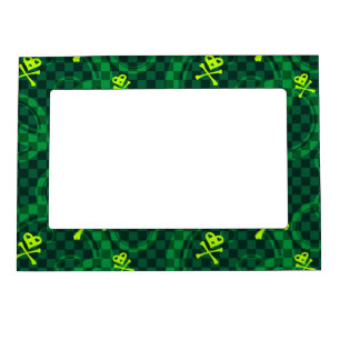 Green Emo Pattern With Circles Magnetic Frame