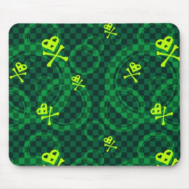 Green Emo Pattern With Circles Mouse Pad (Front)