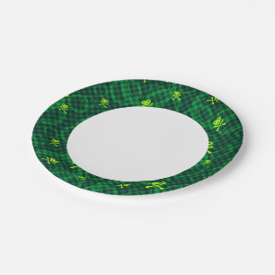 Green Emo Pattern With Circles Paper Plates