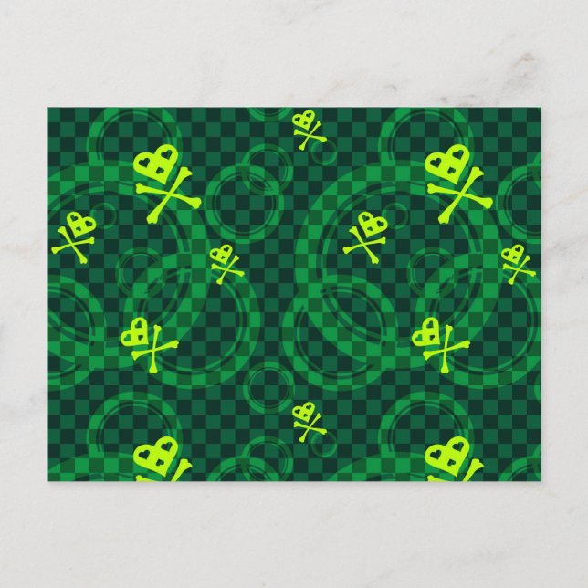 Green Emo Pattern With Circles Postcard (Front)