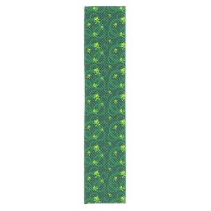 Green Emo Pattern With Circles Short Table Runner