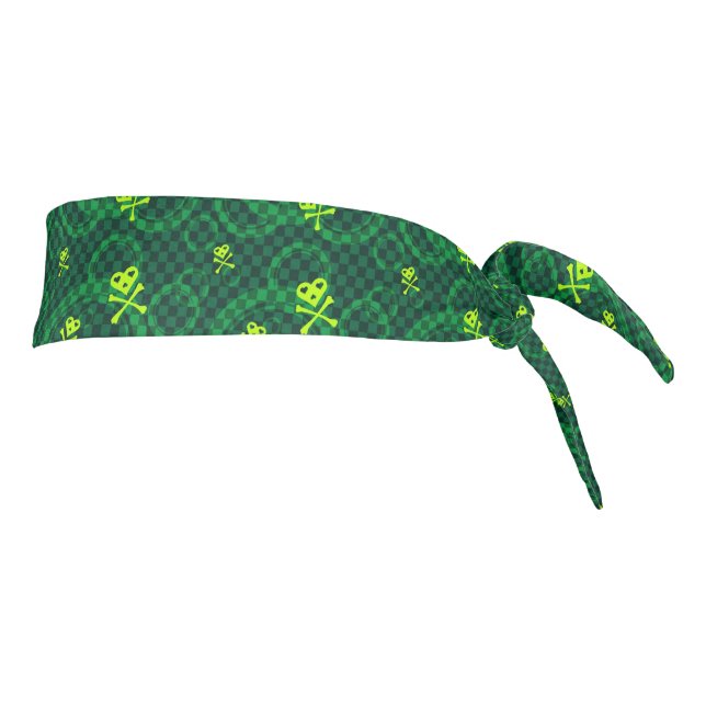 Green Emo Pattern With Circles Tie Headband (Rotate 90)