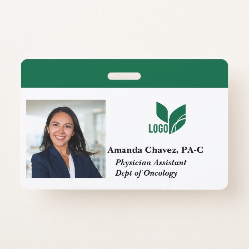 Green Employee ID Photo Name Badge