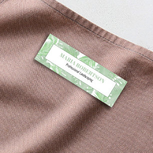 Green Employee Job Title Botanical Leaves Name Tag