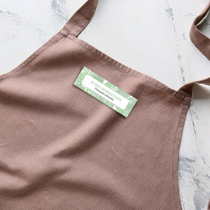 Green Employee Job Title Botanical Leaves Name Tag