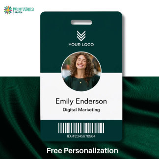 Green Employee Name Business Logo Staff Tag Badge