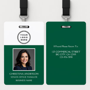 Green Employee Name Logo Photo Corporate Work Badge