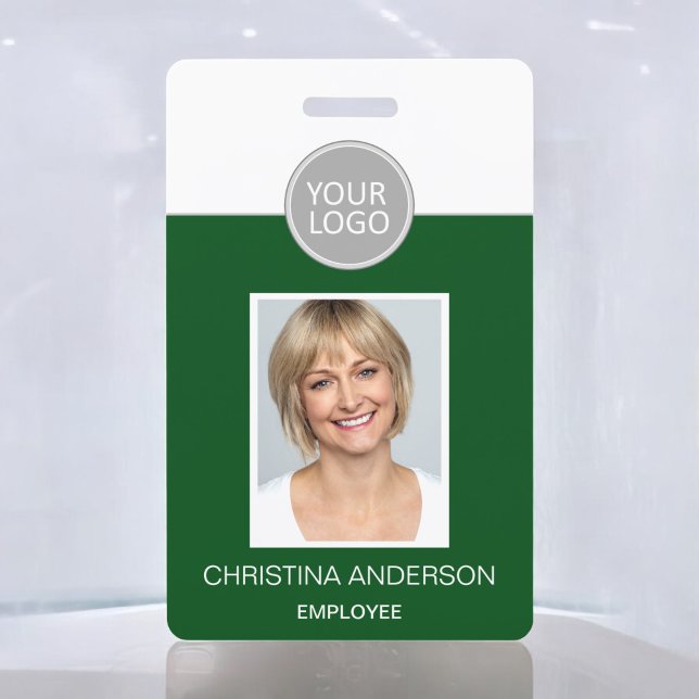 Green Employee Name Logo Photo Corporate Work Badge (Creator Uploaded)