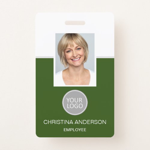 Green Employee Name Logo Photo Corporate Work Badge