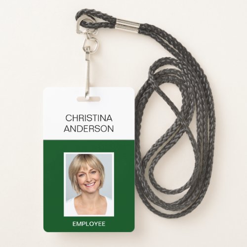 Green Employee  _ Name Photo Corporate Work Badge