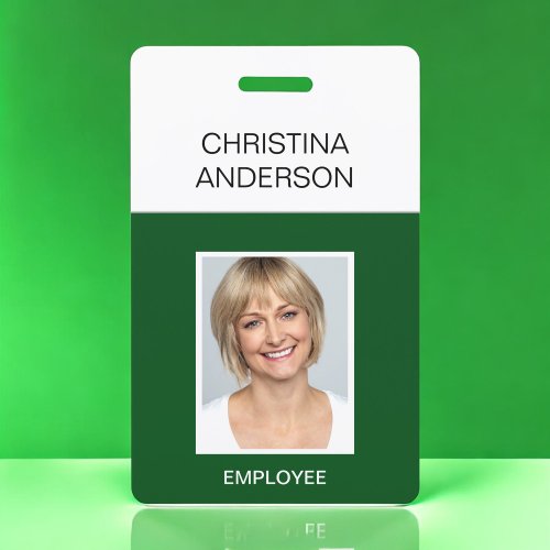 Green Employee  _ Name Photo Corporate Work Badge