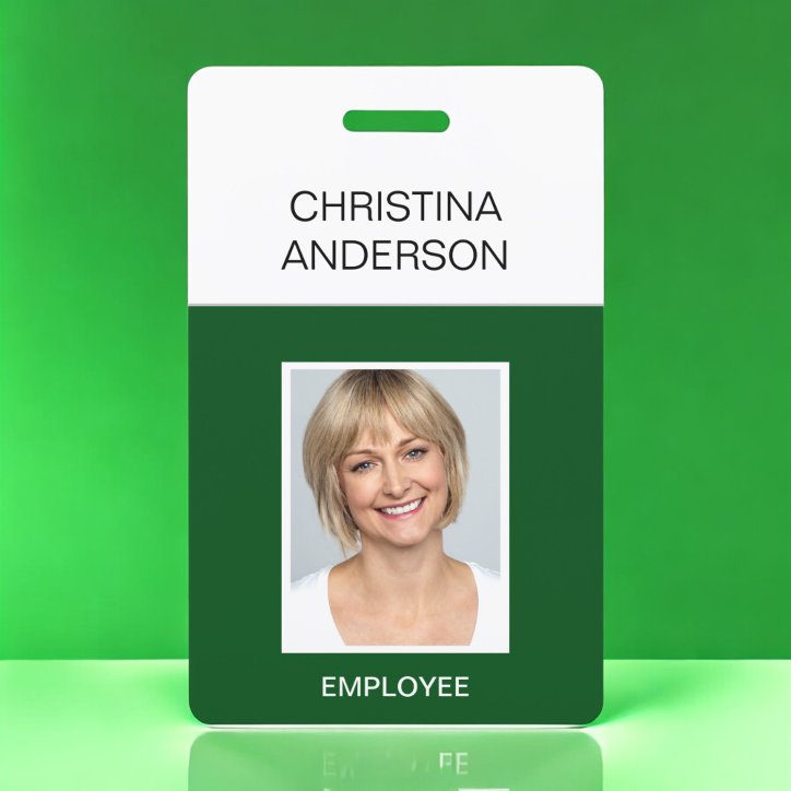 Green Employee Name Photo Corporate Work Badge